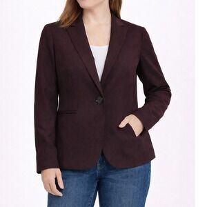 Ann Taylor Burgundy  One‎ Button Size 0P Blazer Jacket Womens Business Classic
